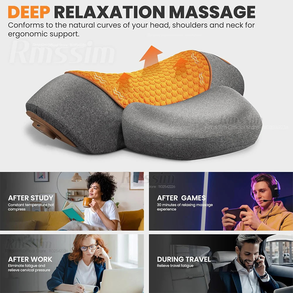 Pillow Massage Neck Hump, Traction Massager with Heat, 3 in 1 Neck Massage Pillow Heated Massages Necks Pillows Heated Traction