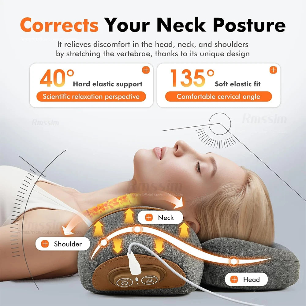 Pillow Massage Neck Hump, Traction Massager with Heat, 3 in 1 Neck Massage Pillow Heated Massages Necks Pillows Heated Traction