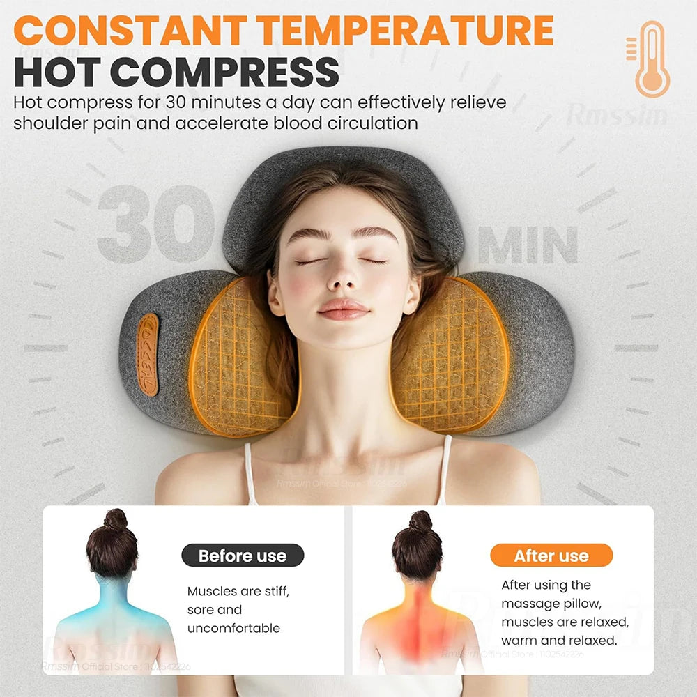Pillow Massage Neck Hump, Traction Massager with Heat, 3 in 1 Neck Massage Pillow Heated Massages Necks Pillows Heated Traction