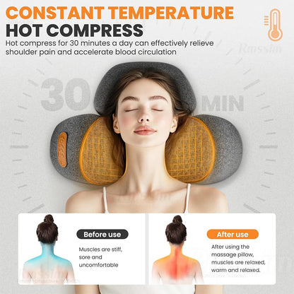 Pillow Massage Neck Hump, Traction Massager with Heat, 3 in 1 Neck Massage Pillow Heated Massages Necks Pillows Heated Traction